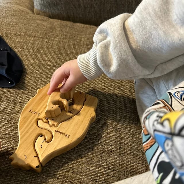 Customer photo review of Custom Wooden Bear Family Name Puzzle