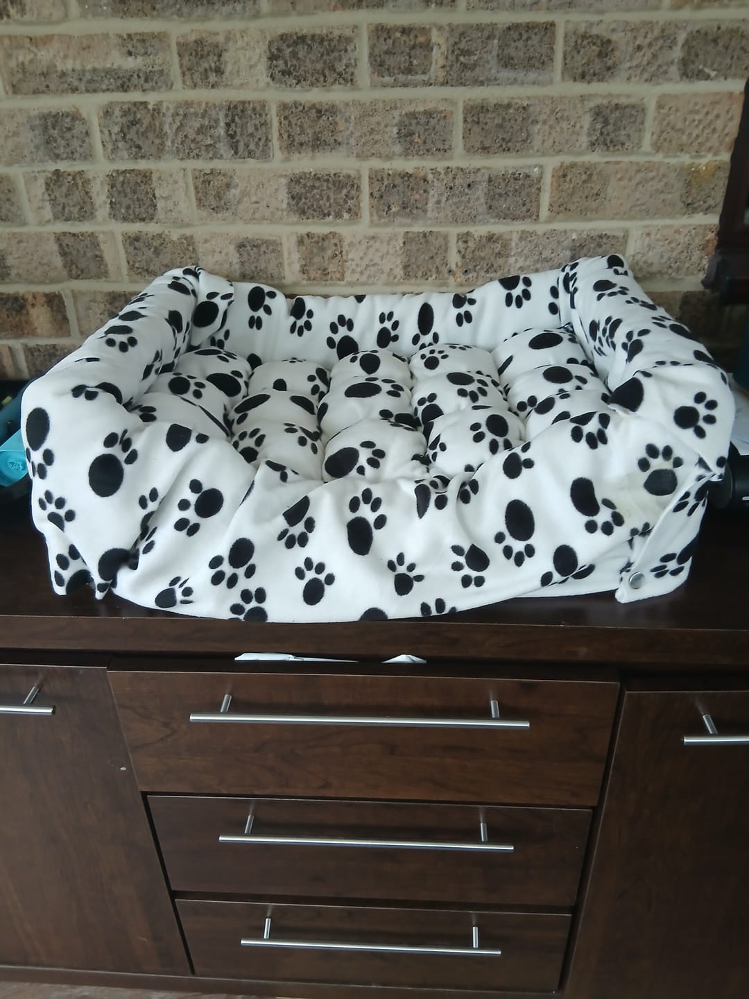 Customer photo review of Black Paws on White Anti Pill Polar Fleece Fabric