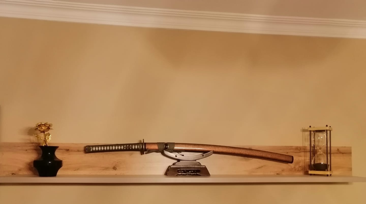 Customer photo review of The Fukyo Katana Spring Steel Double Bohi Razor Sharp