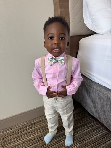 undefined review of Sage & Gold Floral Bow Tie & Tan Suspenders Set- Sage Green image 1 out of 1