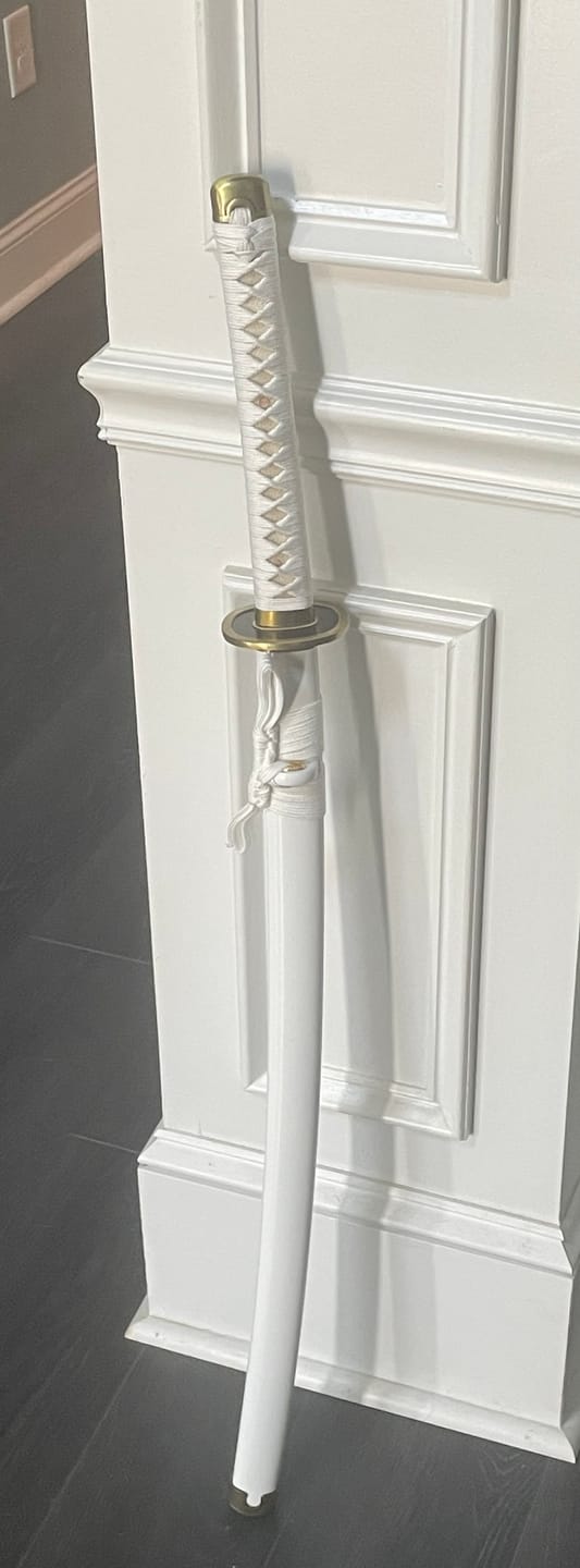 Customer photo review of Wado Ichimonji Zoro Katana One Piece T10 Steel Mirror Finish
