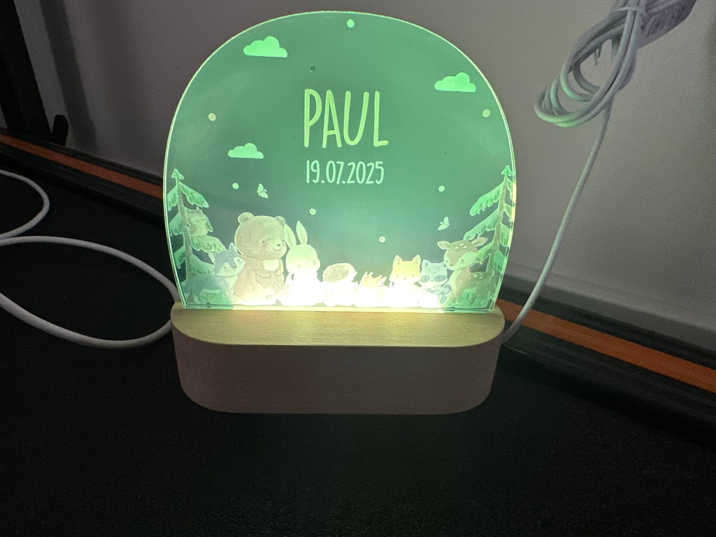 Customer photo review of Nachtlicht Kinder personalisiert - Niedliche Waldtiere