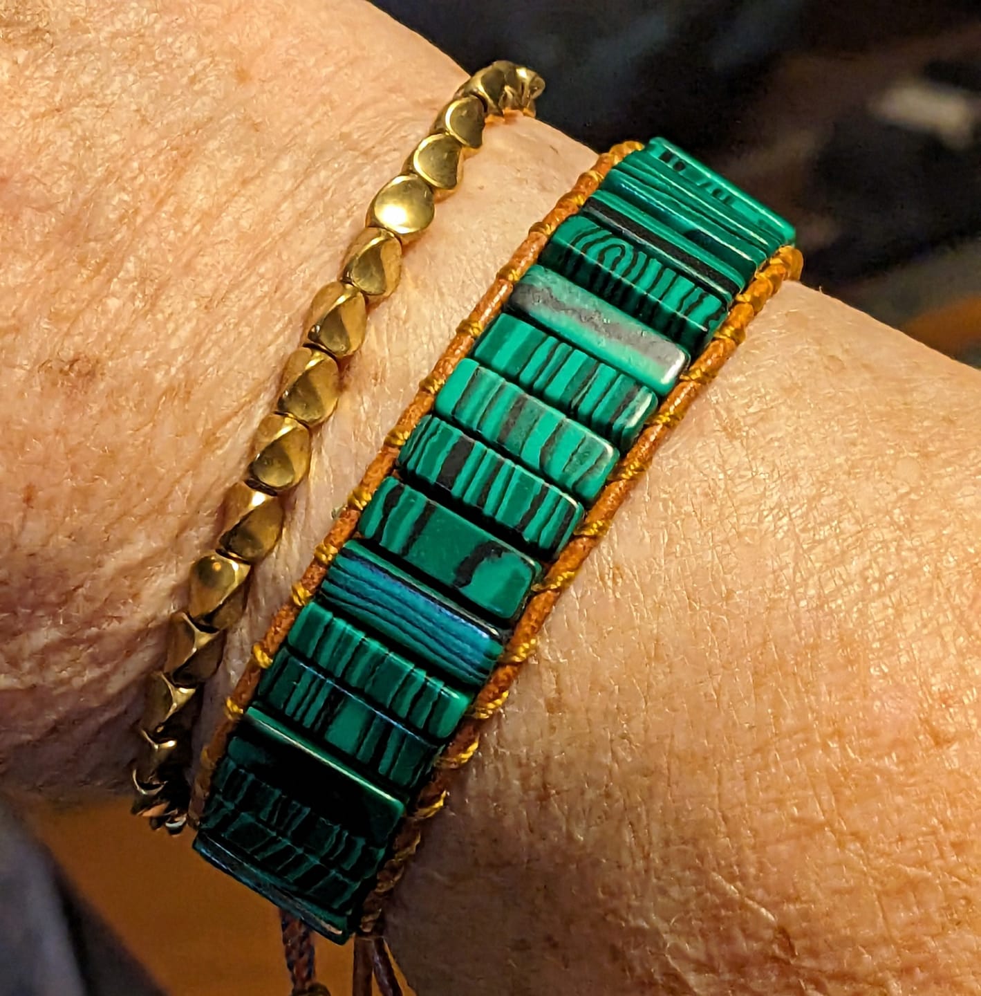 Customer photo review of Malachite Plates Bracelet