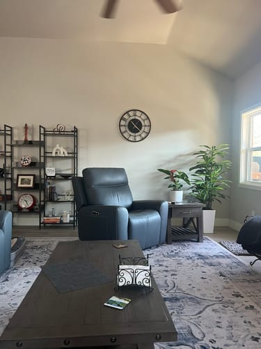 Customer photo review of METAL WALL CLOCK with Wooden Corners