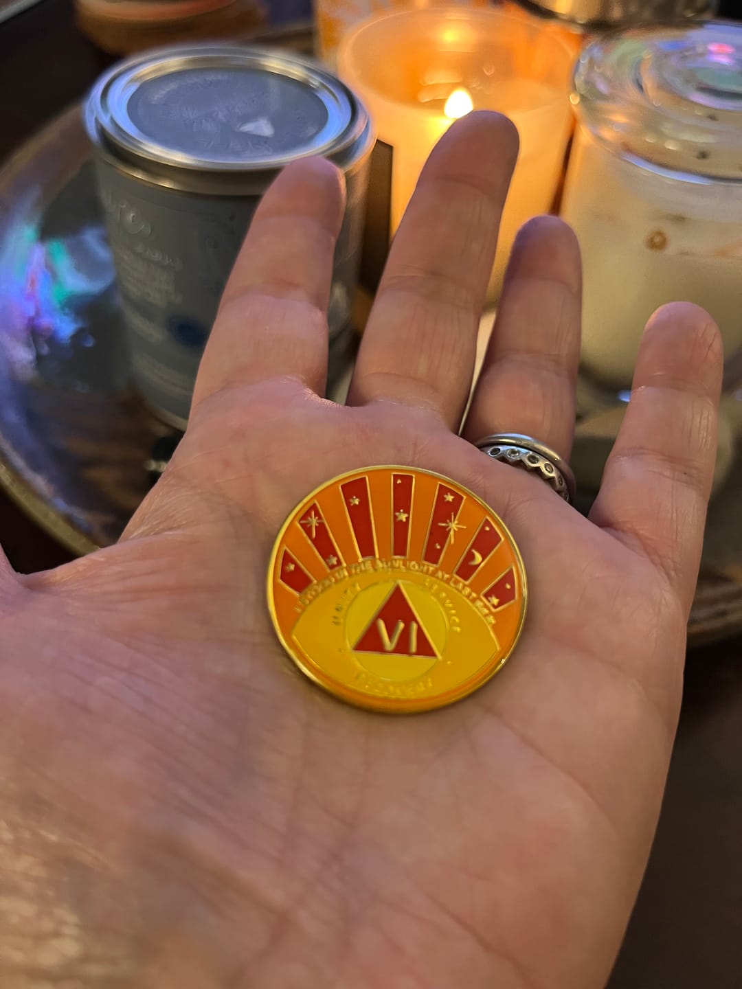 Customer photo review of Stood in the Sunlight 6 Year Specialty AA Recovery Medallion - Tri-Plated Six Year Chip/Coin