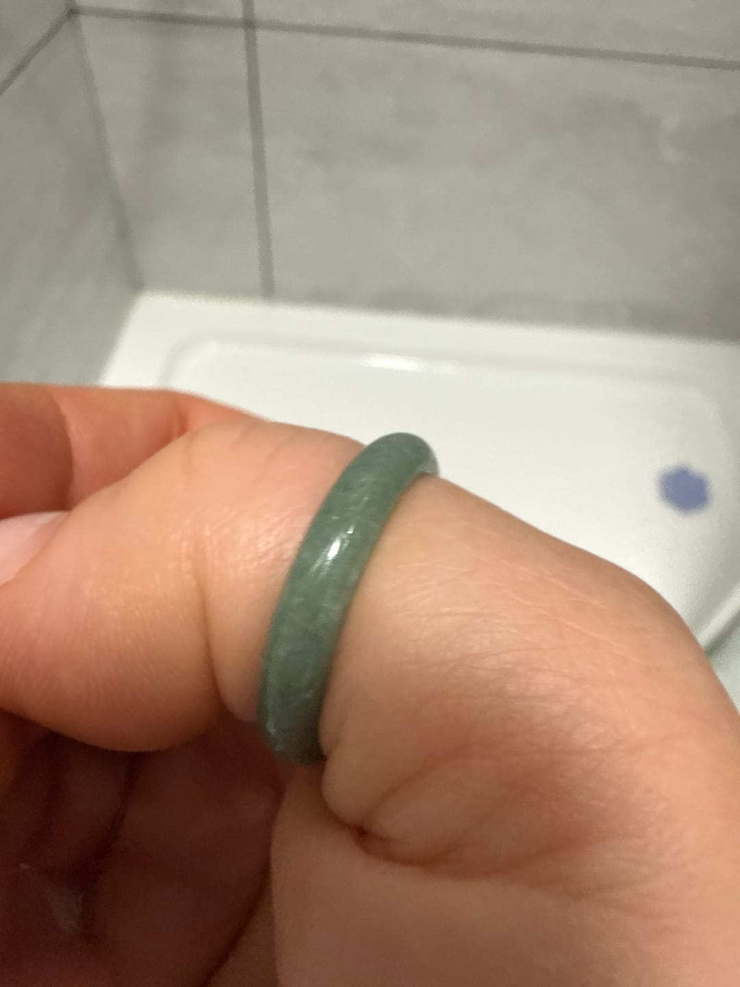 Customer photo review of Buddha Stones Natural Jade Prosperity Abundance Ring