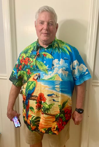 Customer photo review of Men's It's Five o'clock Somewhere Short Sleeve Hawaiian Shirt