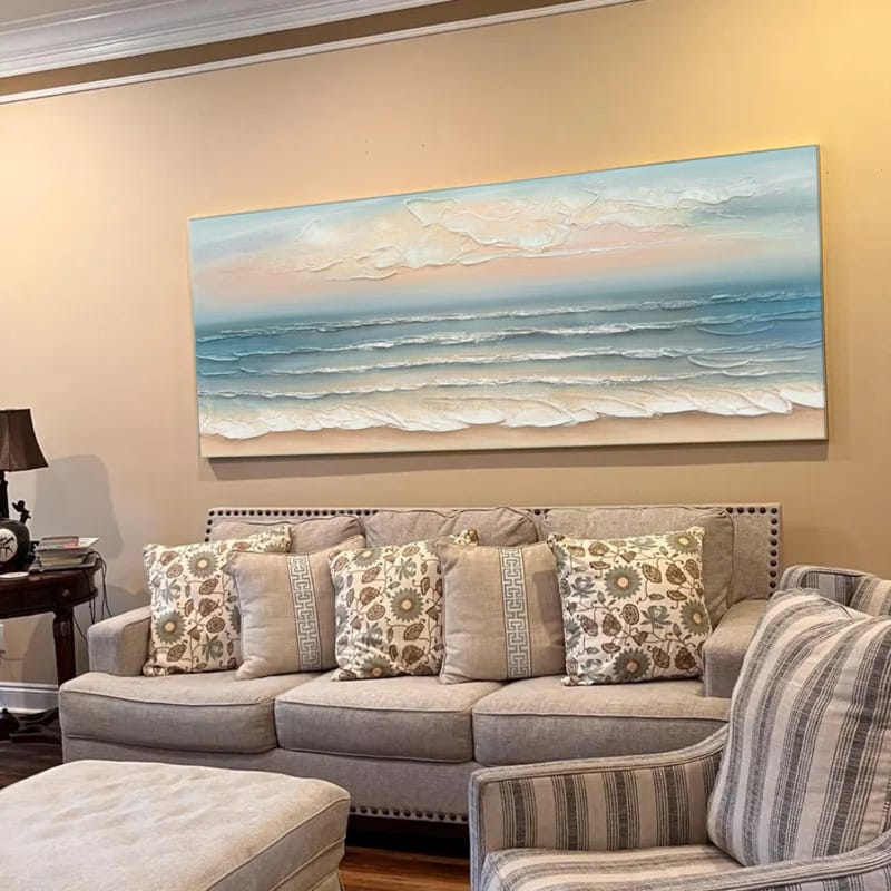 Customer photo review of Colorful Abstract Ocean and Sky Textured Canvas Art #OC008