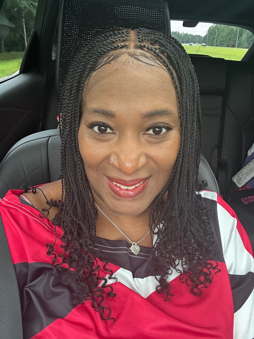 Customer photo review of Tina - Senegalese Mini Twist Braided Wig 14" Full Hand-tied Swiss HD Lace With Curly Ends - Human Baby Hair