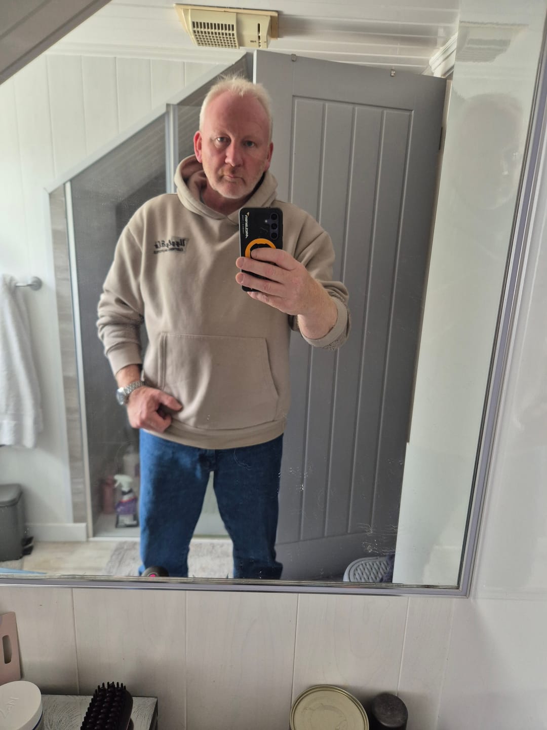 Customer photo review of Beige Surf Diamond Hoodie