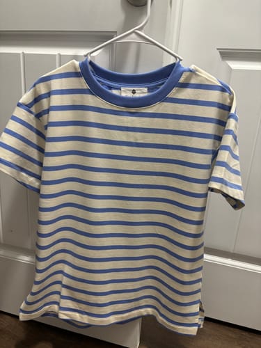 Customer photo review of Bold Striped Solid Collar Tee