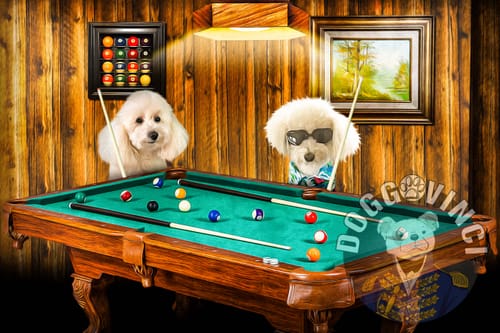 Customer photo review of 'The Pool Players' Personalized 2 Pet Canvas