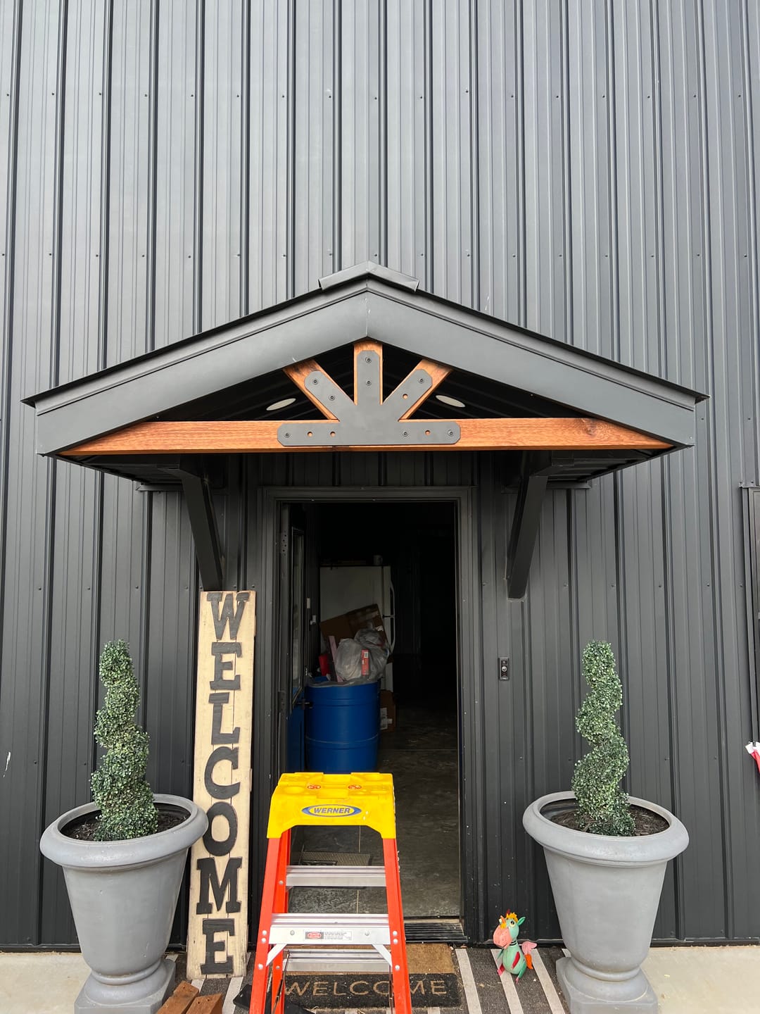 Customer photo review of Fan Brackets for 6 inch beams - 3 inch Wide centered joint - Chamfered - Centered style holes