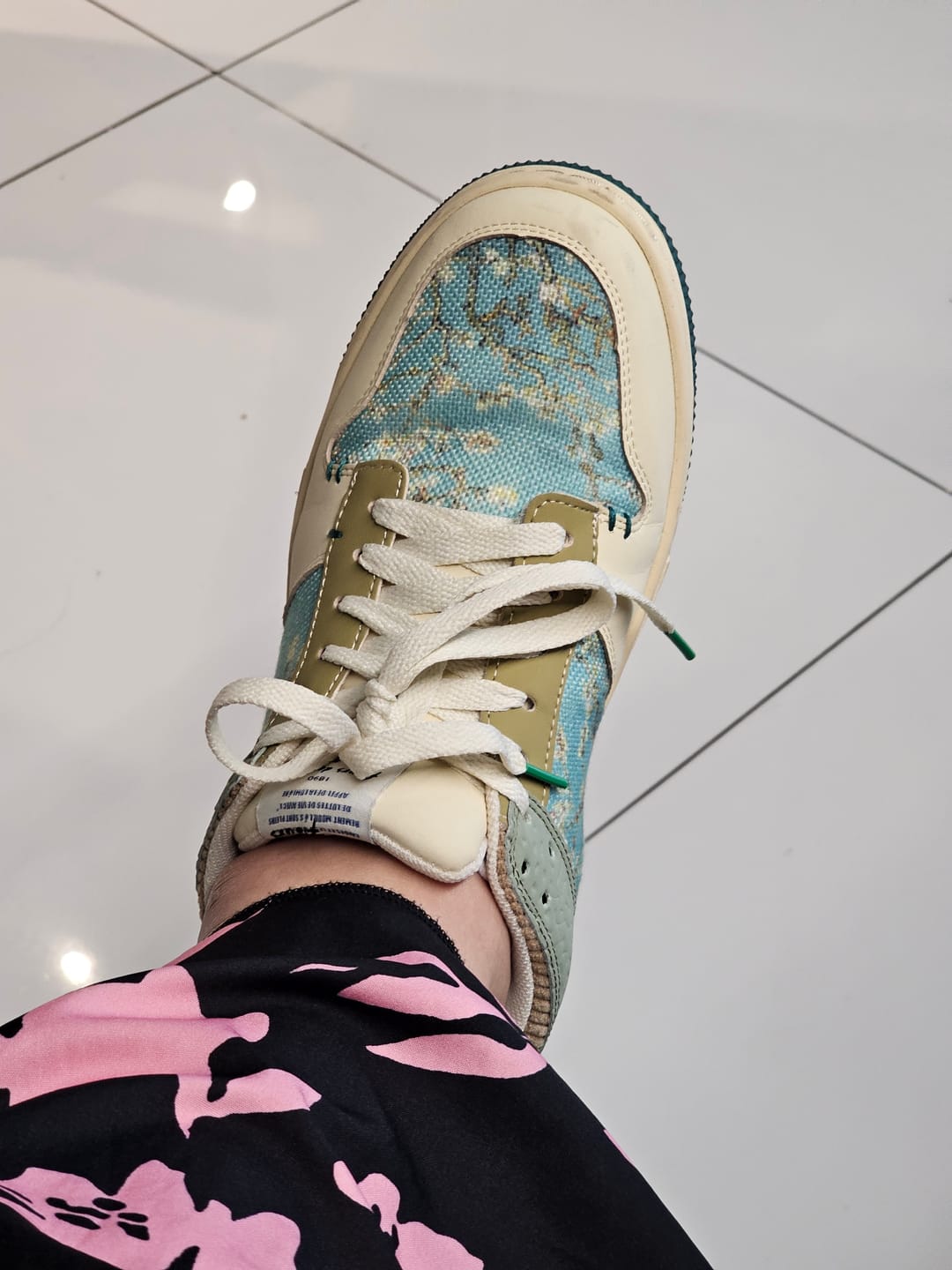 Customer photo review of Van Gogh Almond Blossoms inspired sneakers