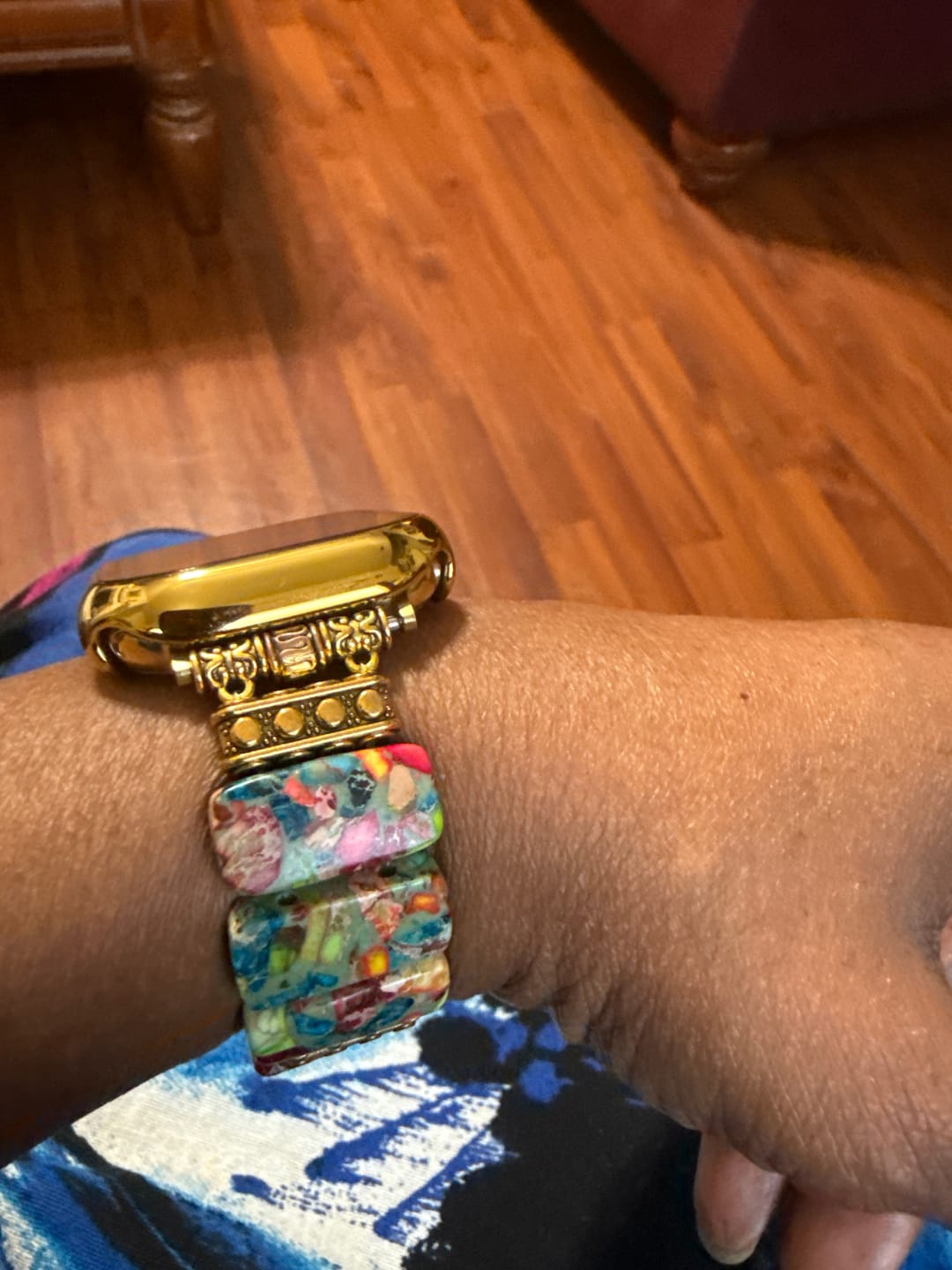Customer photo review of Chic Flower Stretch Apple Watch Strap