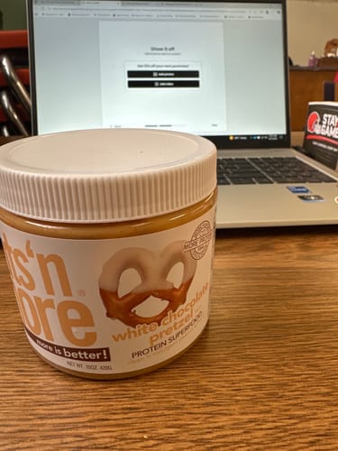 Customer photo review of White Chocolate Pretzel High Protein Peanut Butter Spread
