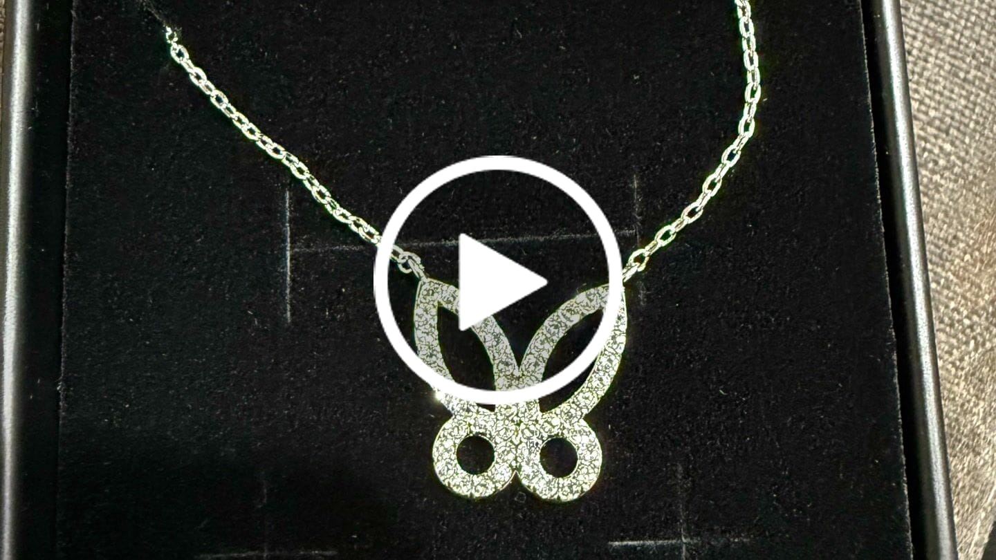 Customer video review of Maxine 18k White Gold Plated Butterfly Necklace with Swarovski Crystals