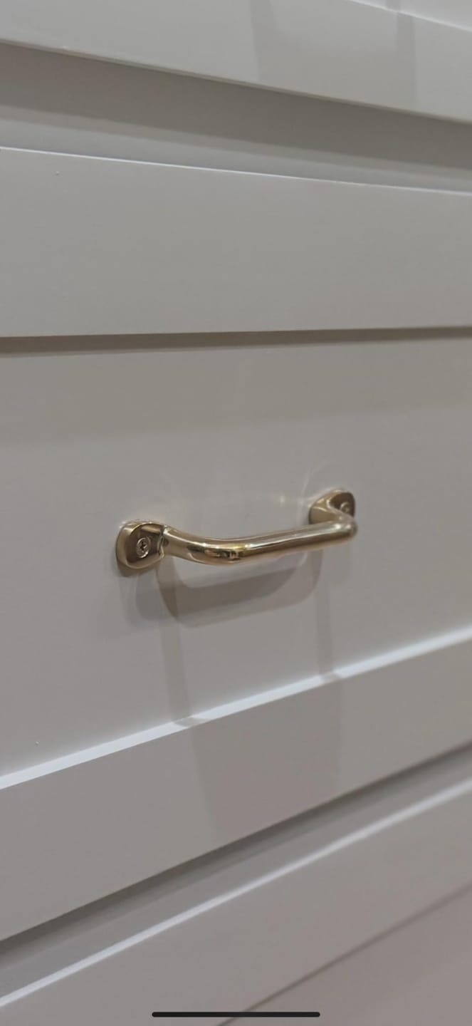 Customer photo review of Serene Cabinet Pulls - Unlacquered Brass Polished
