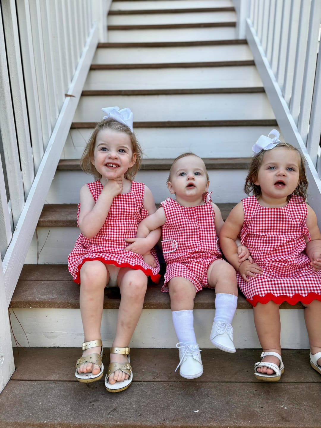 Customer photo review of Red Gingham Jon Jon with Tabs