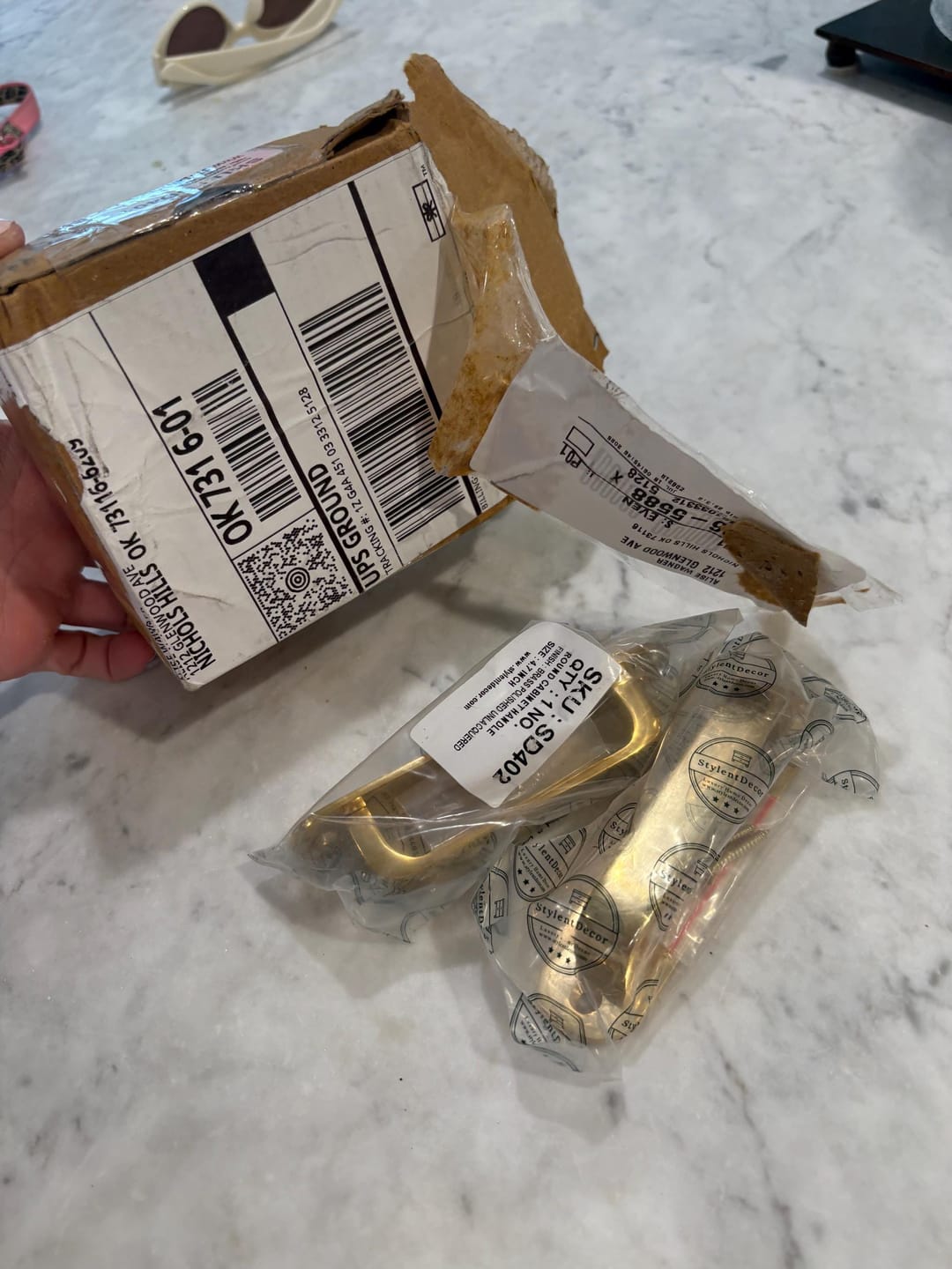 Customer photo review of Round Drawer Pulls with Backplate - Unlacquered Polished Brass