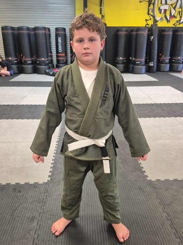 Customer photo review of Core Green Brazilian Jiu Jitsu Kids BJJ Gi