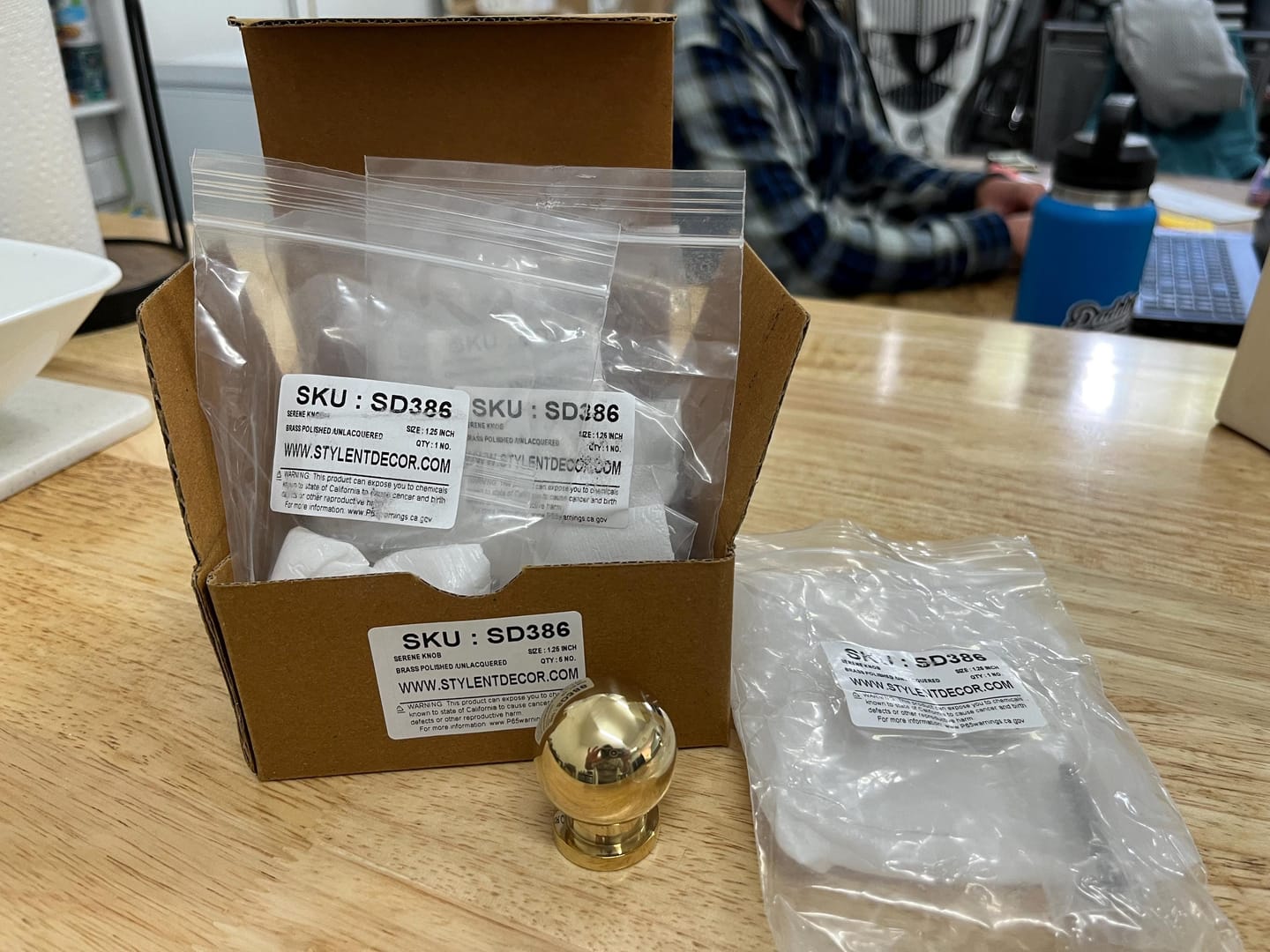 Customer photo review of Brass Ball Knob - Unlacquered Polished Brass