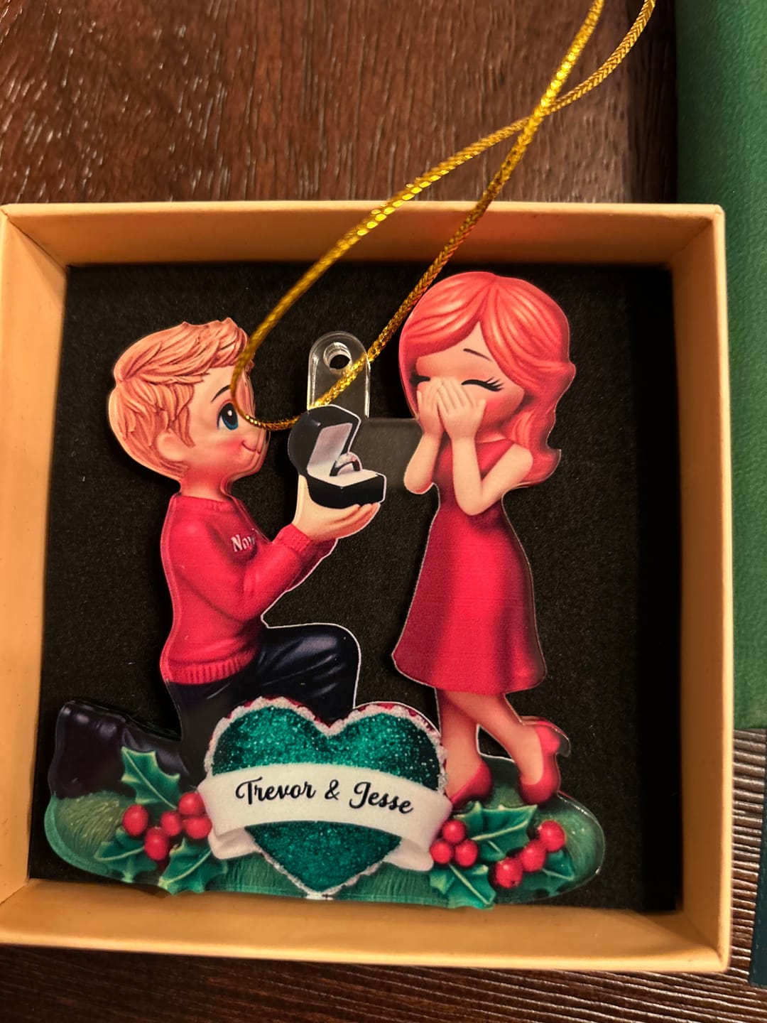 Customer photo review of Marriage Proposal "She Said Yes!" - Personalized Acrylic Ornament, Just Engaged Gifts for Couples