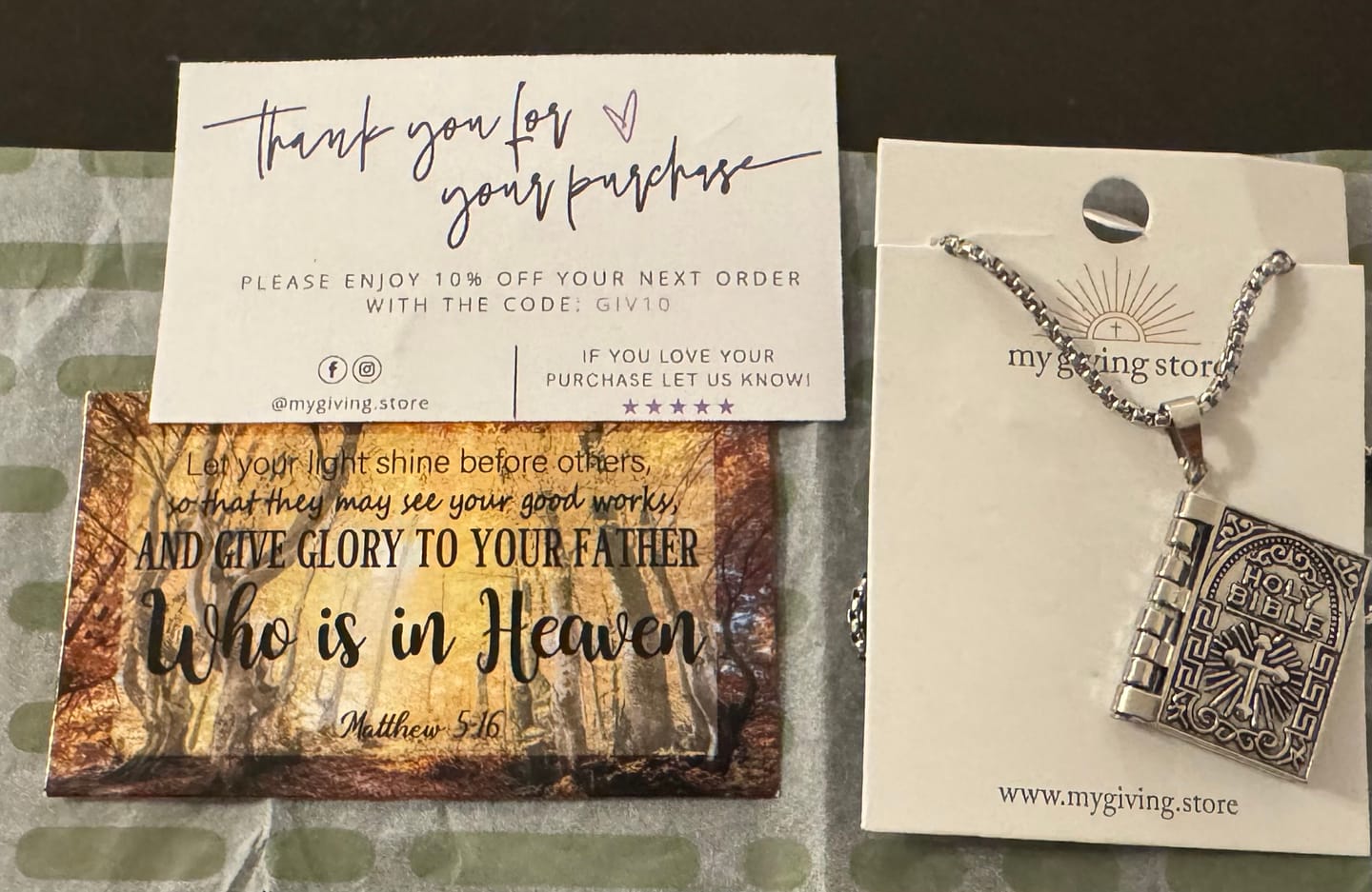 Customer photo review of The Lord's Prayer Necklace (LIMIT ONE PER PERSON)