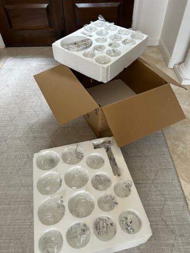 Customer photo review of Brass Cluster Ribbed Glass Globe Bubble Chandelier