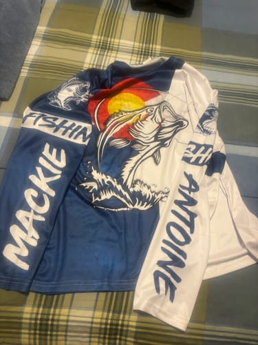 Customer photo review of Personalized Colorado flag Bass Fishing Shirts, CO Bass Fishing jerseys, patriotic Fishing gifts IPHW2981