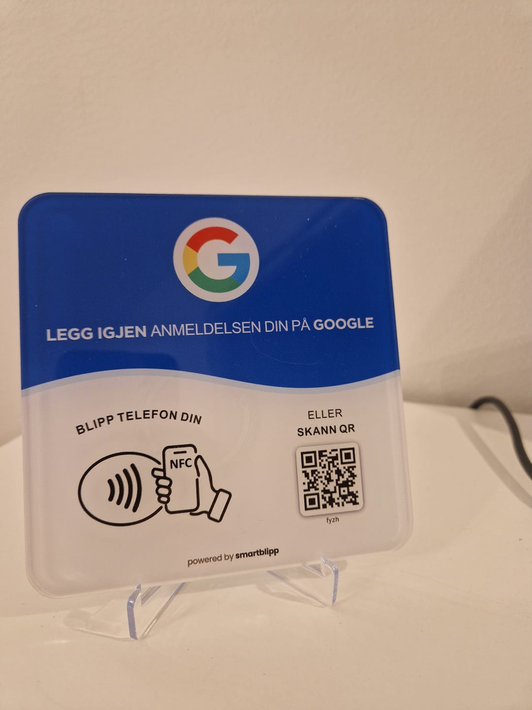 Customer photo review of Google anmeldelsesskilt