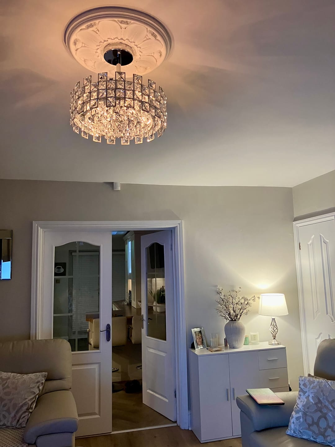 Customer photo review of Crystal Semi Flush Mount