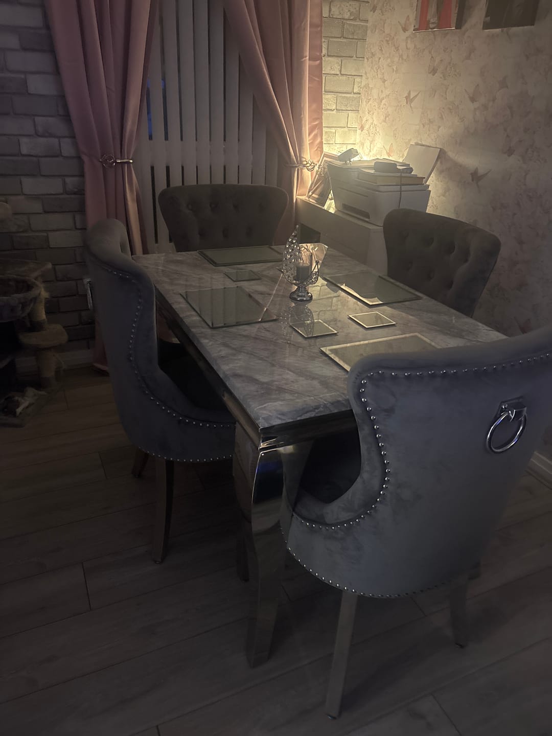 Customer photo review of Vienna Marble Dining Table With Chelsea Ring Knocker Chairs