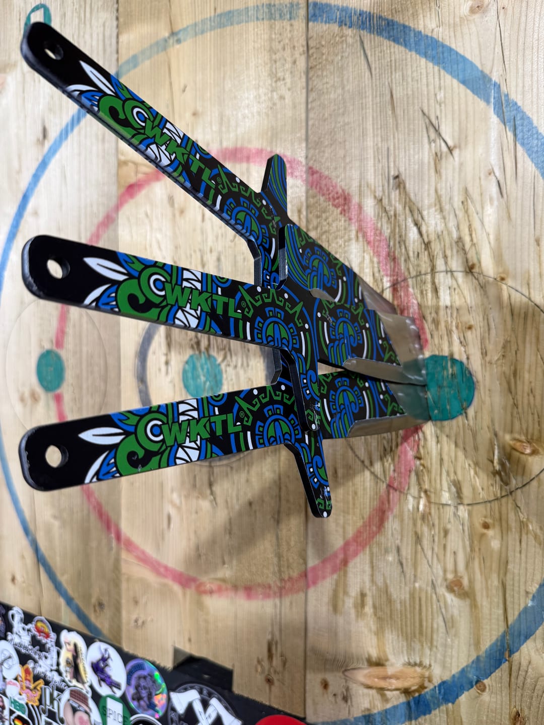 Customer photo review of The WKTL Blackhawk Throwing Knife - Tribal Thunder