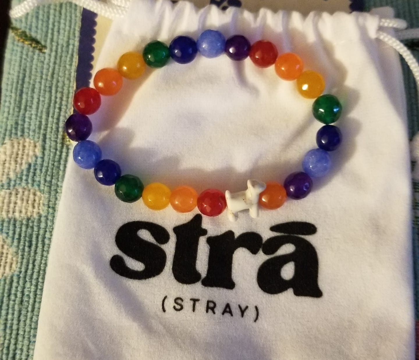 Customer photo review of STRA Rainbow Bridge Dog Natural Stone Rainbow Beaded Bracelet