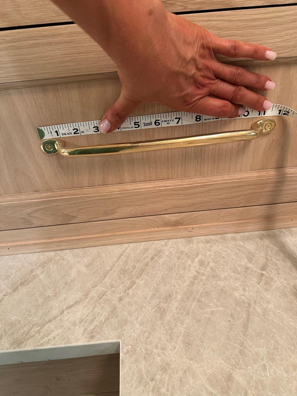 Customer photo review of Serene Cabinet Pulls - Unlacquered Brass Polished