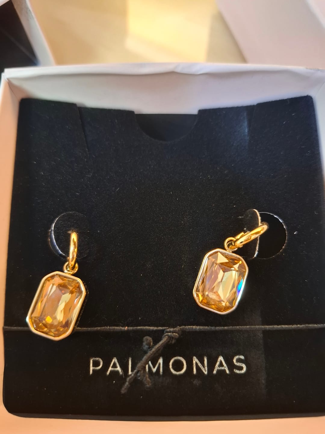 Customer photo review of Cuboid CZ Stone Drop Earrings