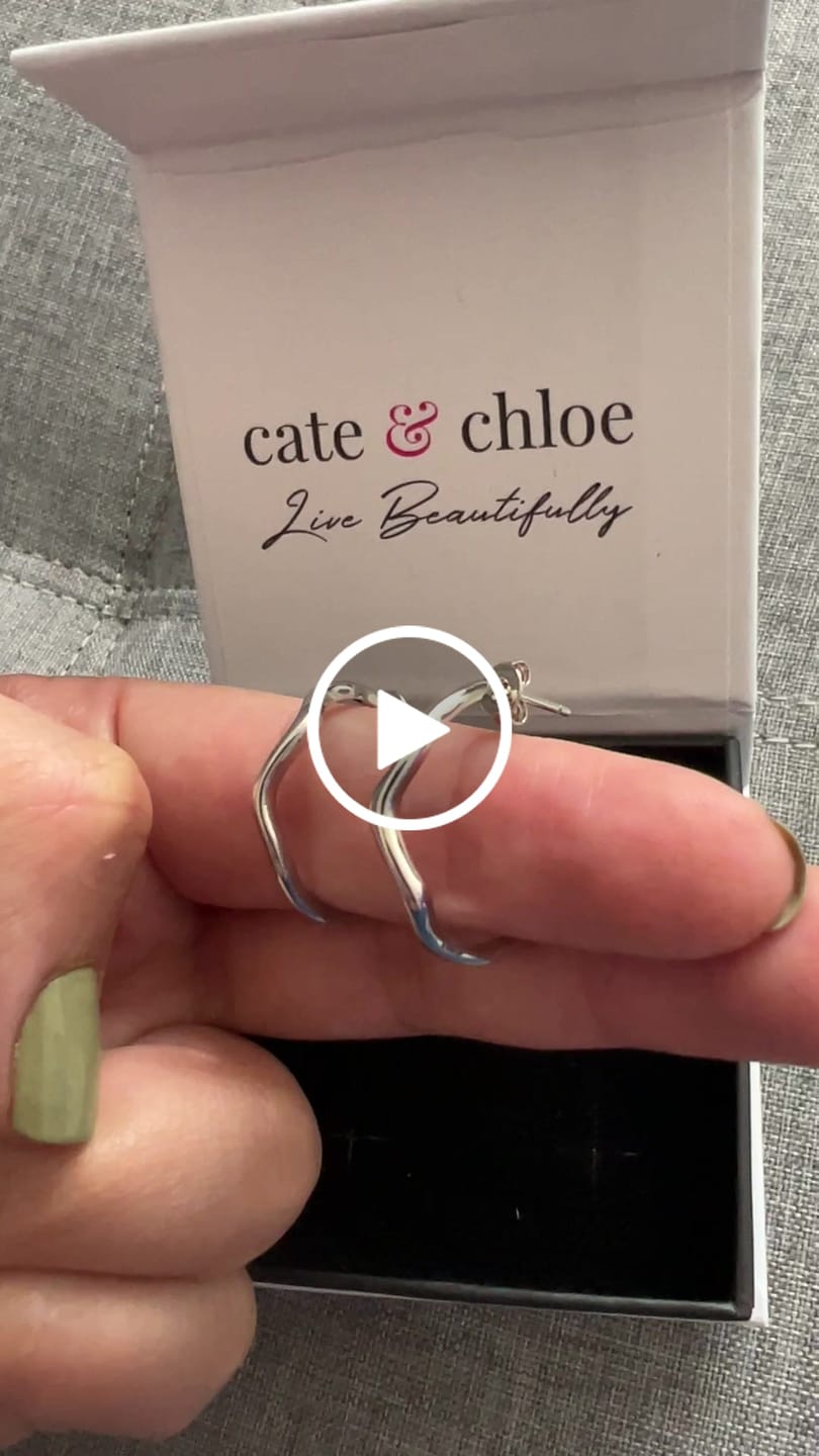 Customer video review of Serena 18k White Gold Plated 22mm Wavy Hoop Earrings