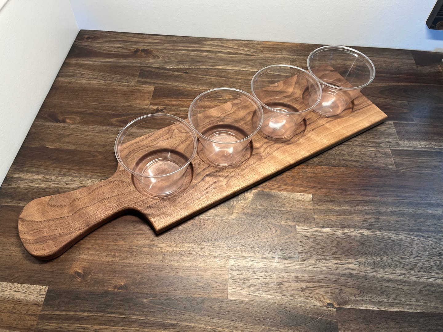 Customer photo review of 20x5.5" Four Glass Flight Board Acrylic Router Template