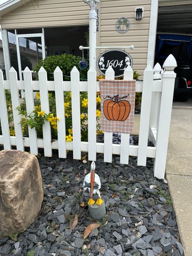 Customer photo review of F*ck Trump Autumn Pumpkin Garden Flag