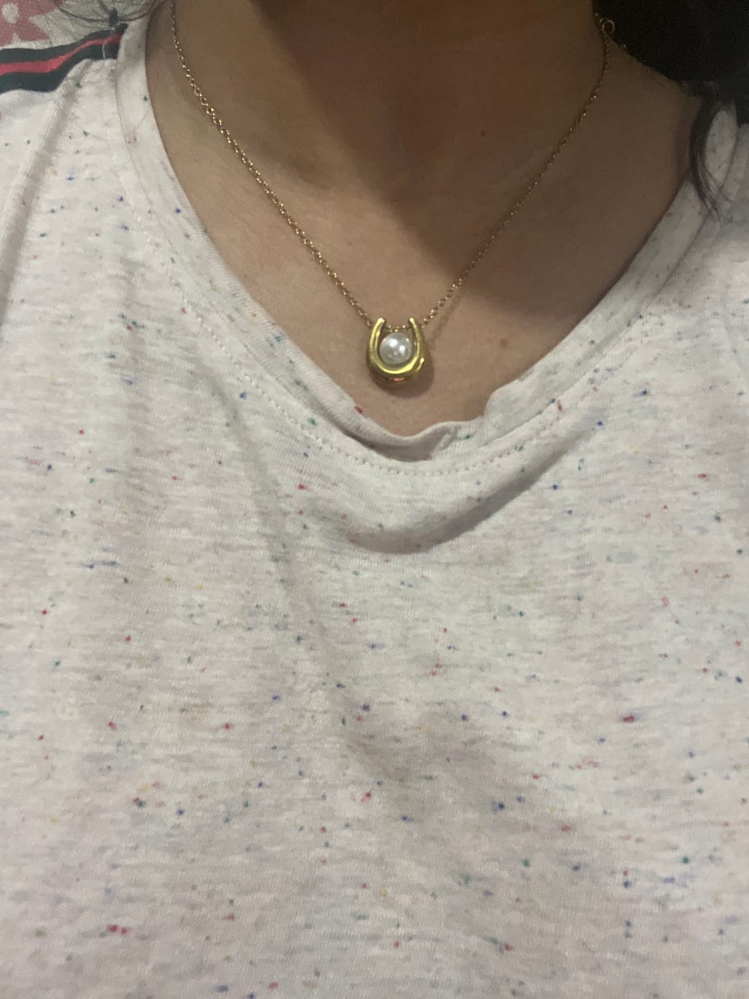 Customer photo review of Pearl Embellished U Necklace
