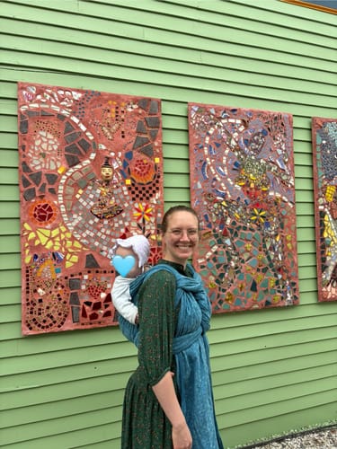 Customer photo review of Mystic Petrol 1975 Woven Wrap by Didymos