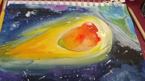 Customer photo review of Himi - Set 18 Gouache Potes 30 g Estuche Amarillo y Pinceles