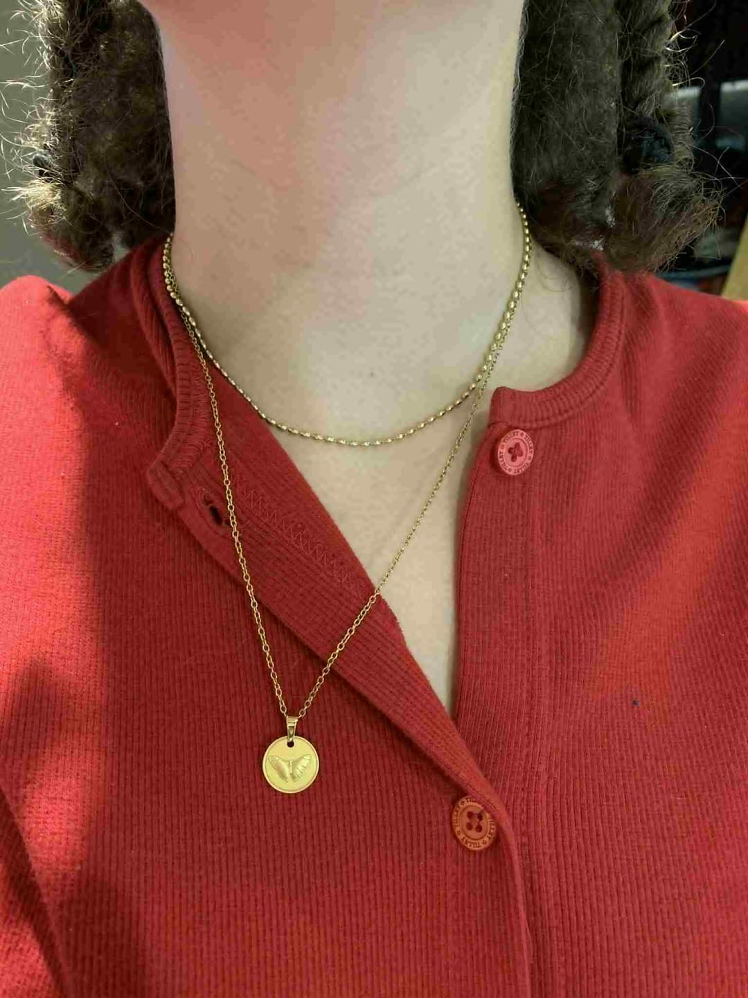 Customer photo review of Butterfly Necklace - Gold