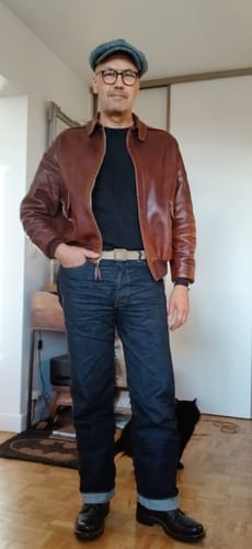 Customer photo review of 15 oz Heavyweight Selvedge Denim Jeans