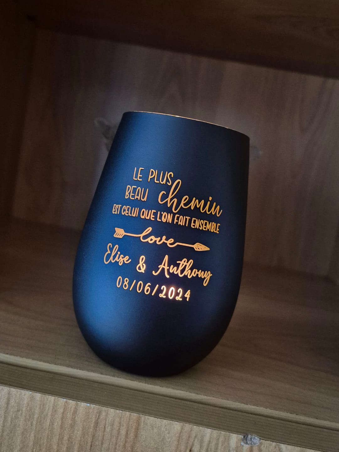 Customer photo review of Chemin commun - Photophore personnalisé pour les couples