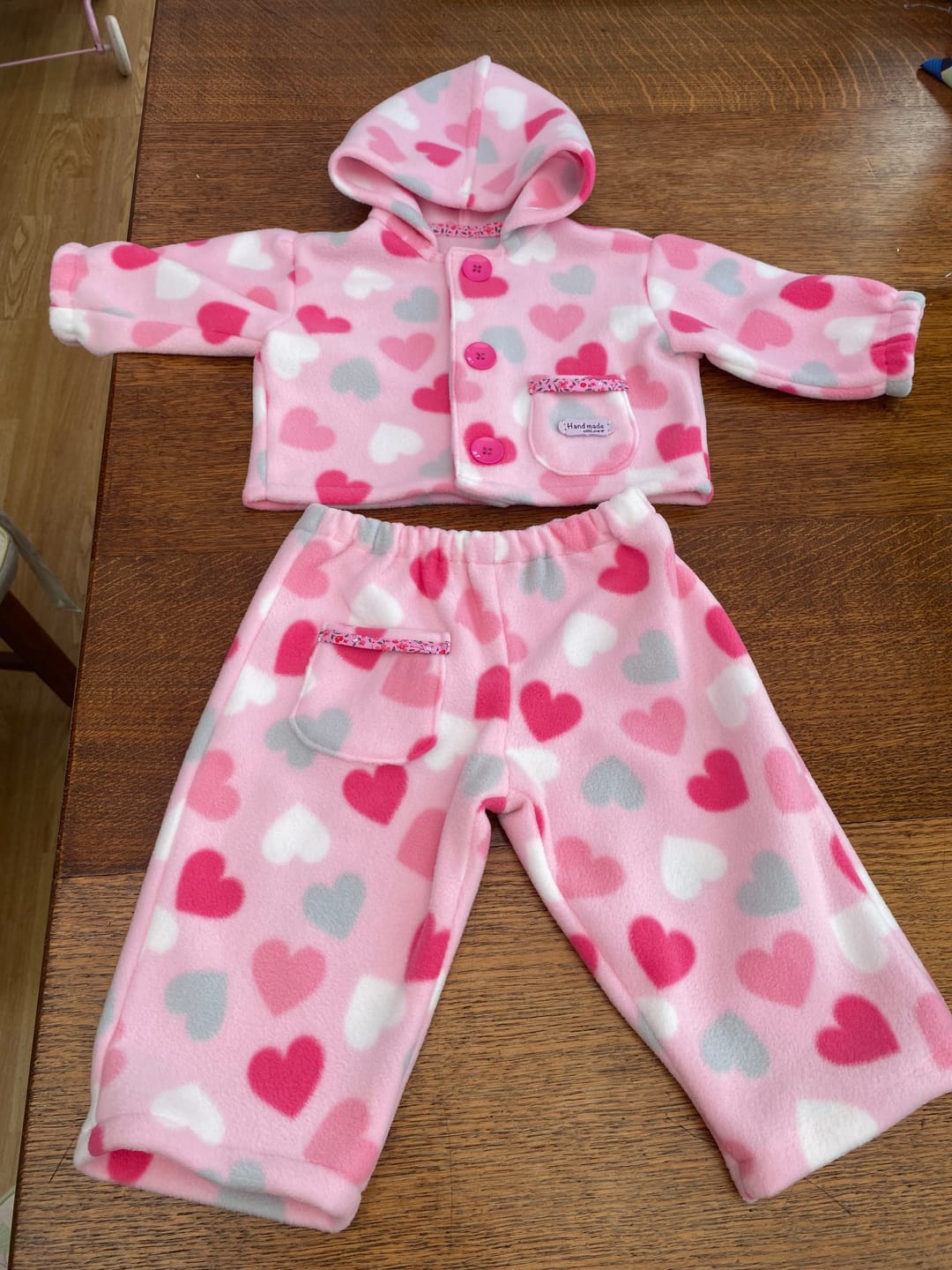 Customer photo review of Hearts on Baby Pink Anti Pill Polar Fleece Fabric