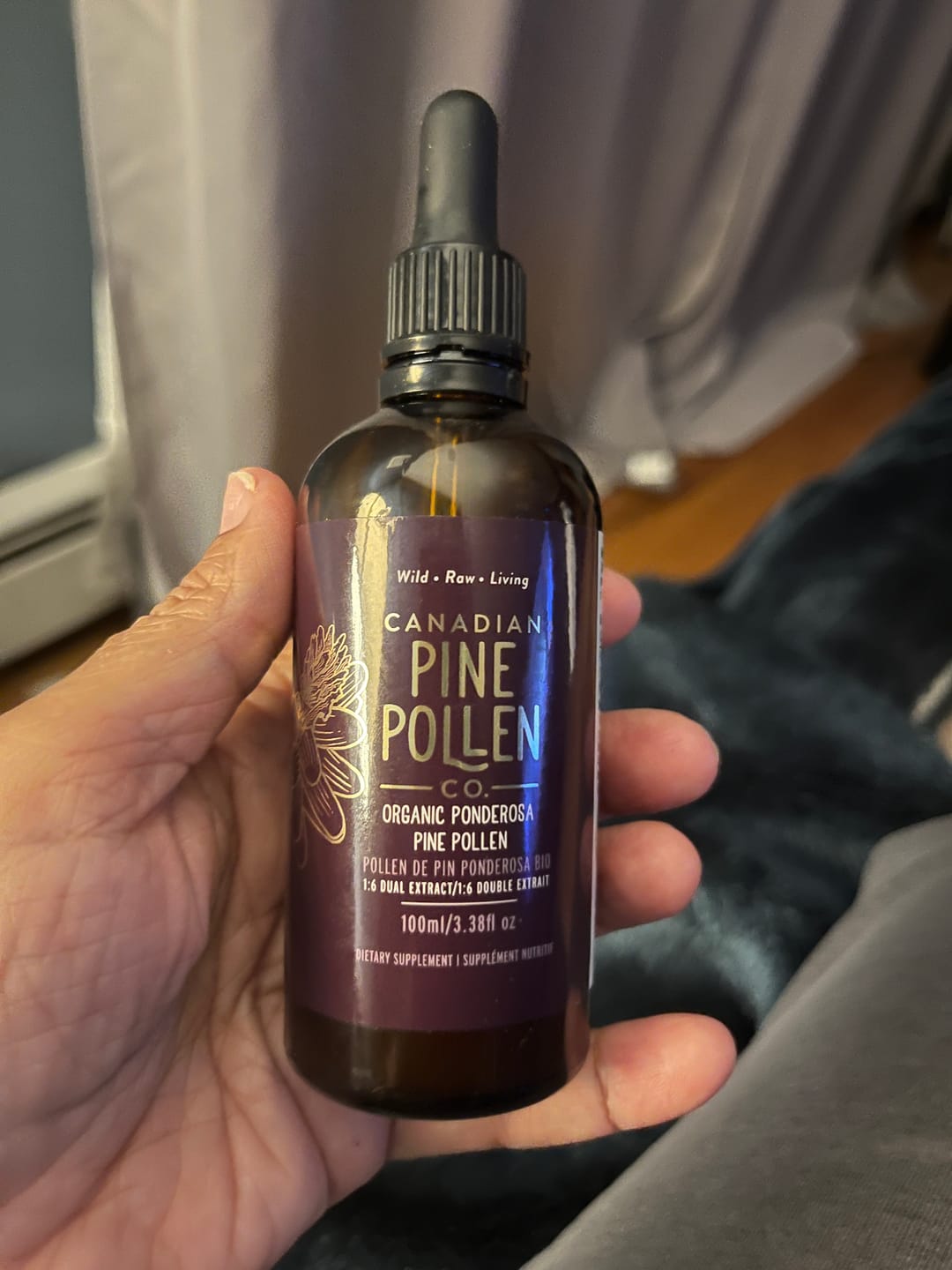Customer photo review of Wild Ponderosa Pine Pollen Tincture 1:6 - Certified Organic (100mL-3.4 fl oz)