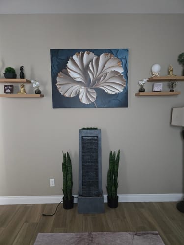 Customer photo review of Golden Edge Bloom Canvas Print – Cream Floral Wall Art on Navy with Textured-Look (Flat Canvas)