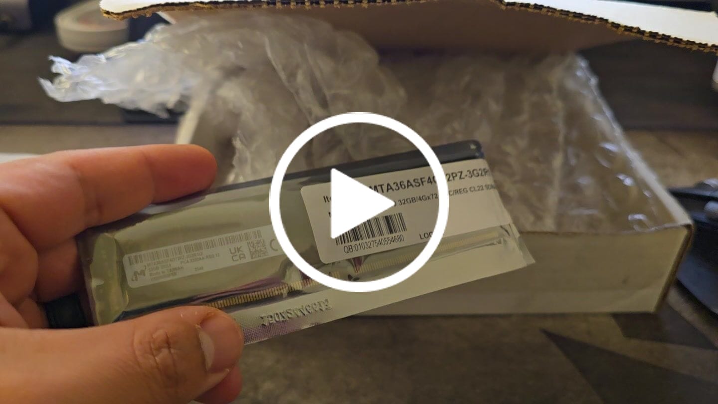 Customer video review of KTD-PE432/32G Kingston 32GB DDR4-3200MHz PC4-25600 ECC Registered RDIMM CL22 2Rx4 1.2V 288-Pin Memory Module
